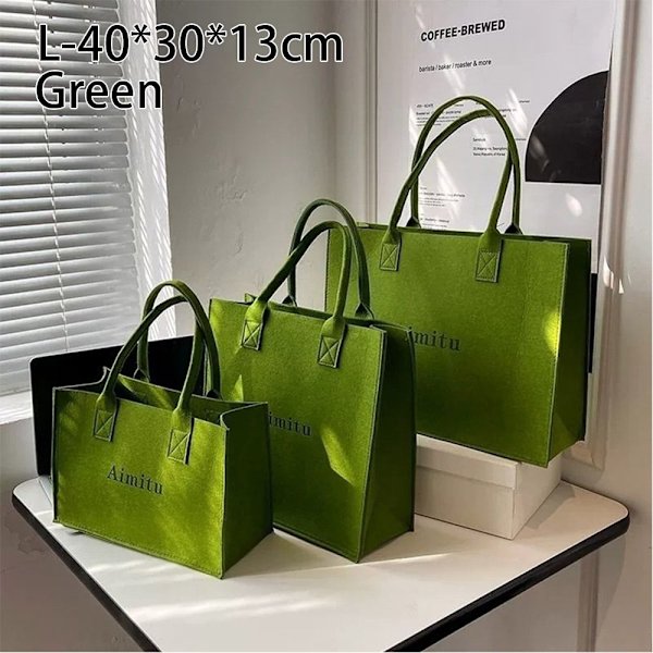 1 Stk Filt Skulderveske Messenger Bag GRØN LARGE GRØN LARGE green large