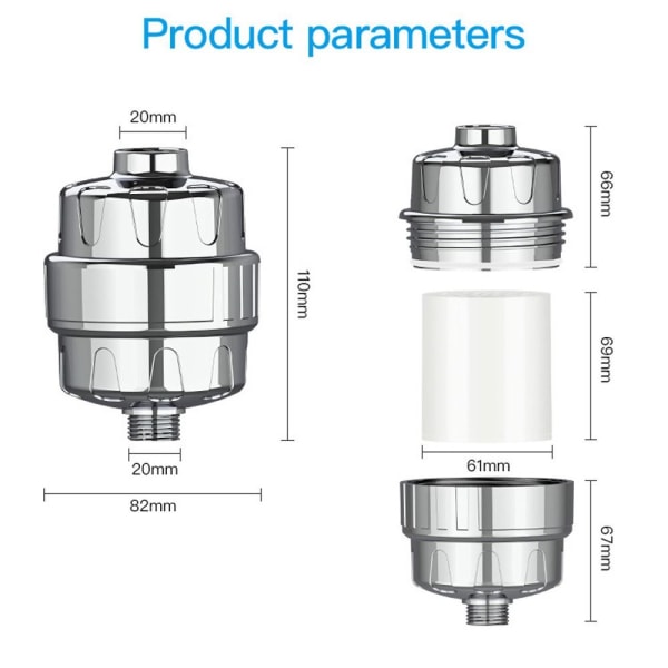 Dusjvannfilter Dusjvannrenser 1 MASKIN & 3 FILTER 1 Machine & 3 Filter