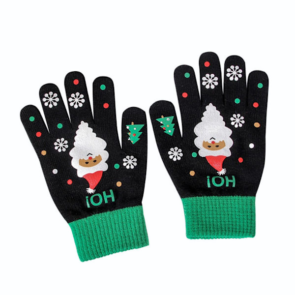 Jultryckshandskar Varma stickade handskar GRÖNA BARN Green Children's Style-Children's Style