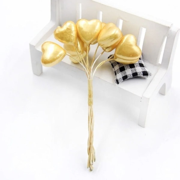 10 stk/bundt kunstig blomster bundt simuleret kærlighedsblomst GULD Gold