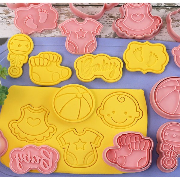 8st/ Set Cookie Cutters Form Degstämpel DIY Bakning