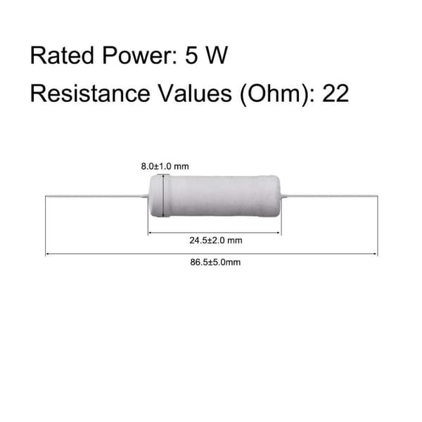 22 Ohm Modstand 5W 10 STK 10 STK 10pcs