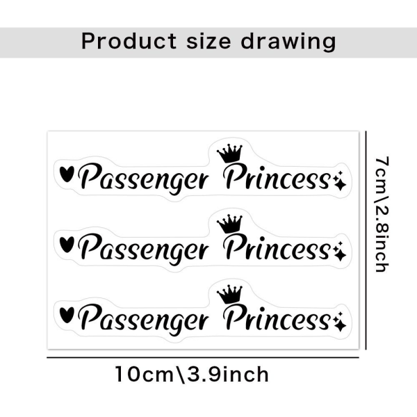3st/ set Backspegeldekal Bilspegelklistermärken PASSAGERARE Passenger Princess