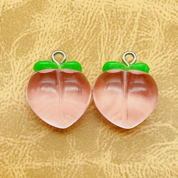 10 stk Peach Flat Resin Charms Anheng Peach Charms Fruit 10