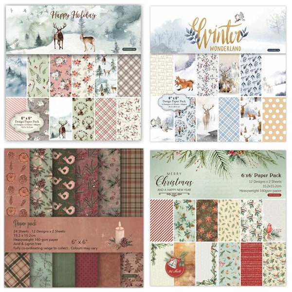 24 ark 6\"X6\" Pappersblock Vintertid Mönstrad VINTER winter woderland