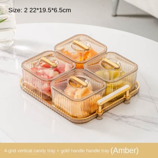 3/4/6 Grid Frugttallerken Tør Frugt Opbevaringsboks GULD 4 GRID 4 GRID Gold 4 Grid-4 Grid