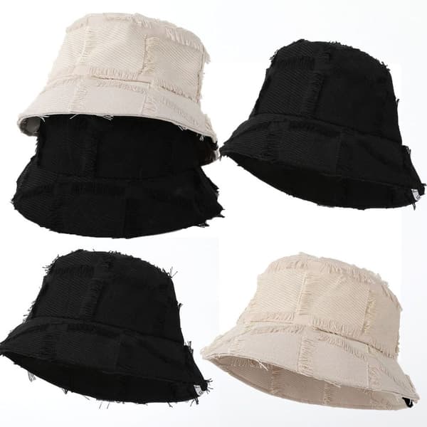 Bomuld Bucket Hatte Kvinder Sommerhat SORT Black