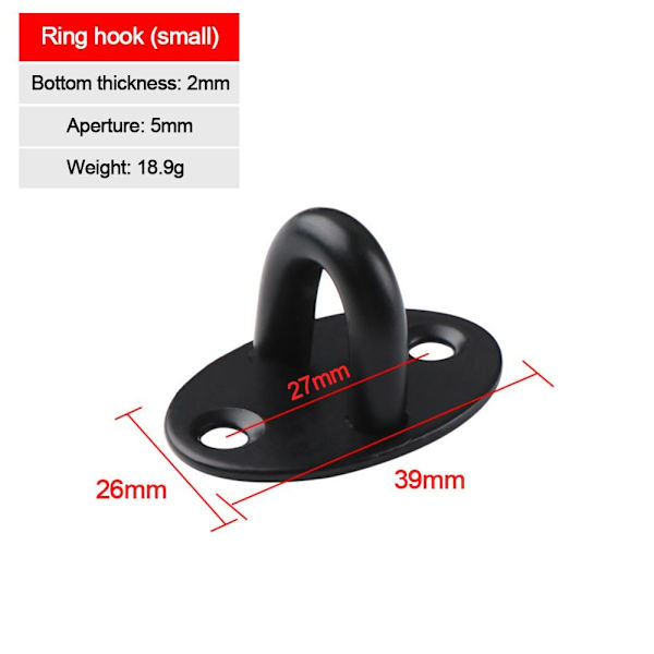 1 Stk Vægkrog Loftophæng Bøjle LILLE OVAL SORT LILLE OVAL small oval black