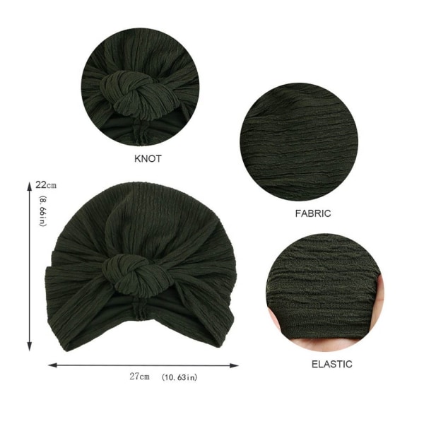 Turban Caps Förbunden motorhuv KHAKI Khaki