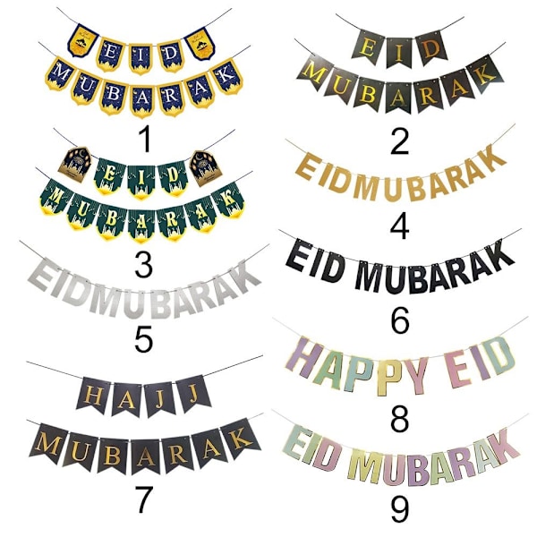Eid Mubarak Banner Flag Ramadan Kareem Måne Stjerne