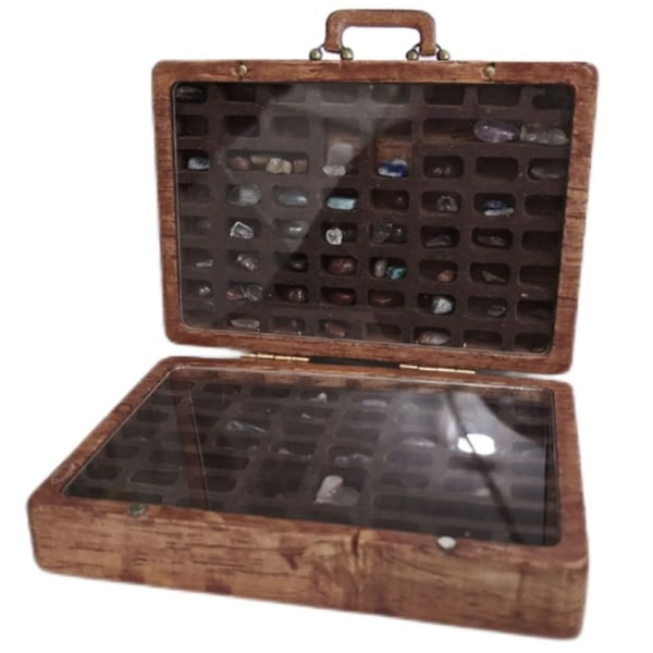 Rock Collection Box Crystal Display Case Gems Opbevaringsboks