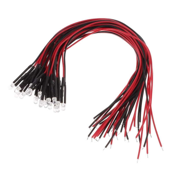 20 stk forhåndskablet LED LED lysdioder RØD red
