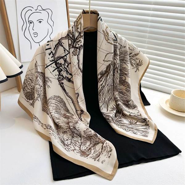 Strandsjal 90x90cm Sidenscarf 4 4 4