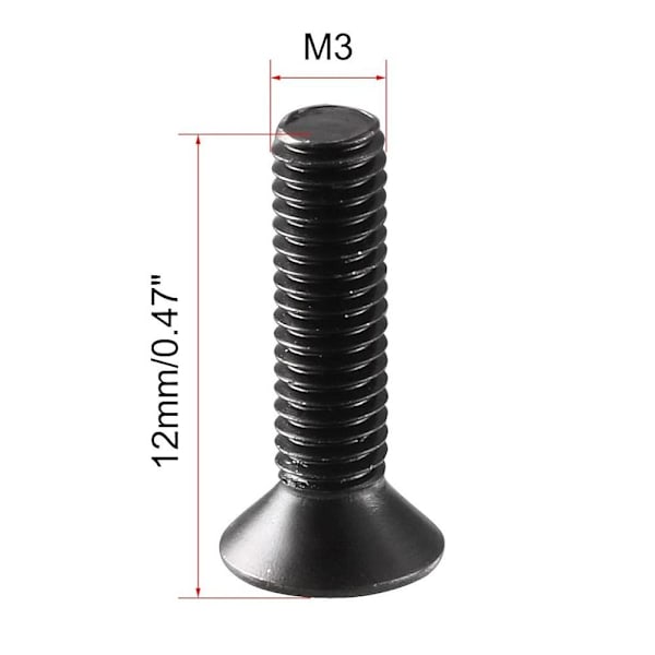 50 stk Flathode Maskinskruer Hylsehode Capskruer M3X12MM M3x12mm