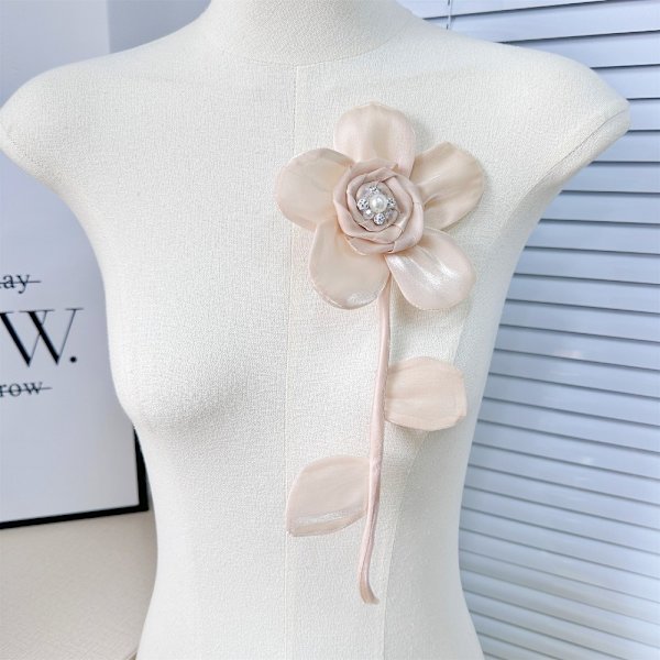 Organza Broderi Stoff Patch Flower Cloth Sticker Chest