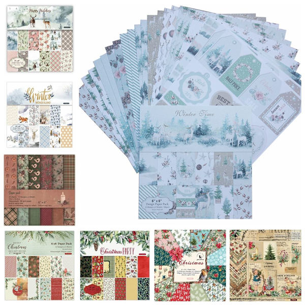 24 arkkia 6"X6" paperityyny Talviaikakuvioitu TALVI winter woderland