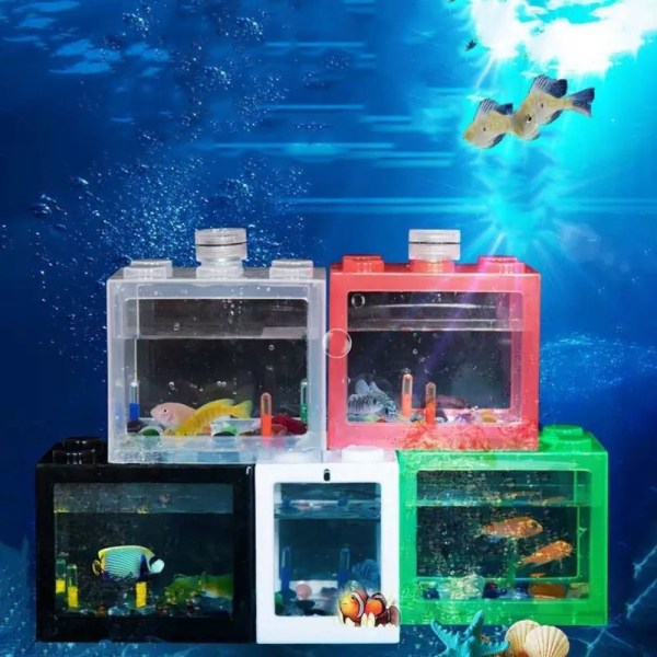 Betta Fish Tank Building Block Aquarium GRÅ GRÅ grey