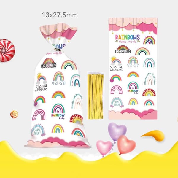50 st Regnbågsgodispåsar Presentpåse Förpackning Presentpåsar 50pcs