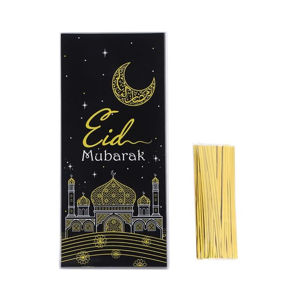 50 st Eid Mubarak Godispåsar Kekspåse SVART
