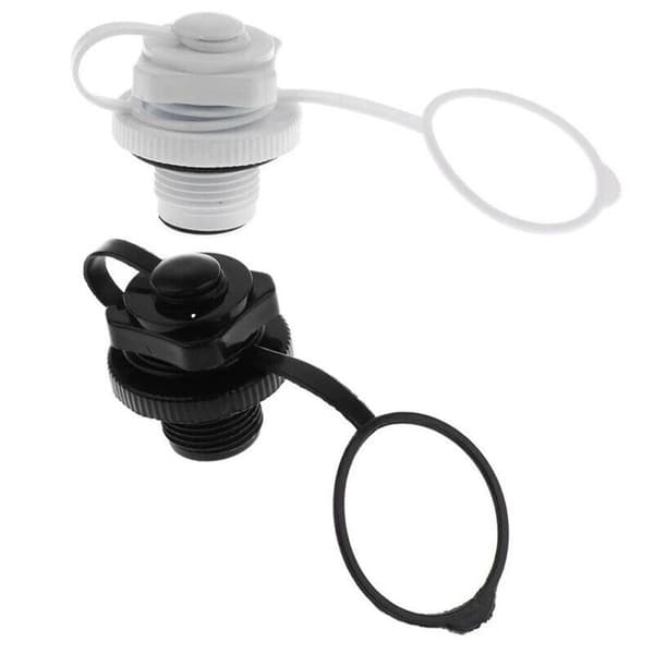2 stk. oppustelig båd spiral luftpropper luftmadras luftventil SORT black