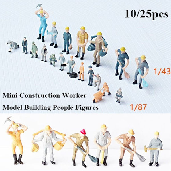 10/25 stk. Byggearbejder Modelbygning Mennesker Figurer 3 3 3