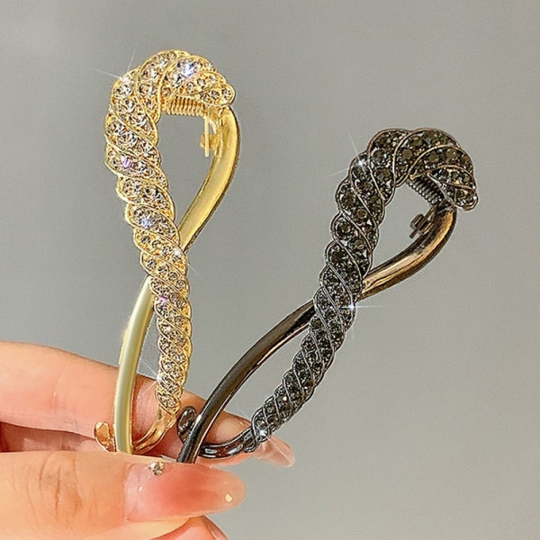 Rhinestone Banan Clip Sparkling Hair Claws GULL gold