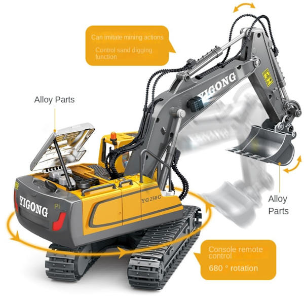 Fjernkontroll Gravemaskin RC Biler GRAVEMASKIN GRAVEMASKIN excavator