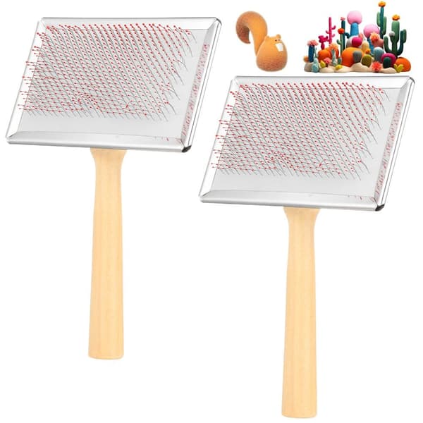 2 stk. Uldkarde, Håndkarde, Nålfiltningspensel 2pcs