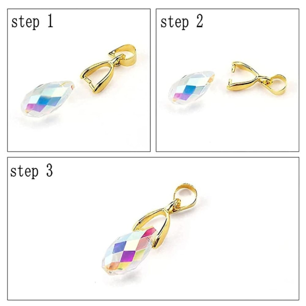 10 st hängsmycke Pinch Bail Dingle Charm Bead Connector GULD Gold 4x16mm10pcs-10pcs