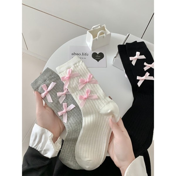 Fluga Lolitastrumpor Tunna Kvinnor Rosettstrumpor SVART Black