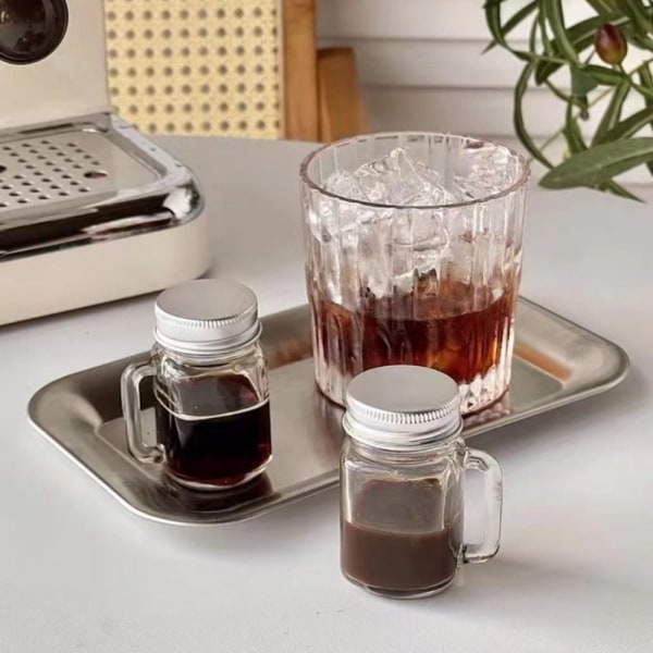 1 stk Mini Mason Krukke forseglet glasflaske Kaffe Mælk Juice Flaske