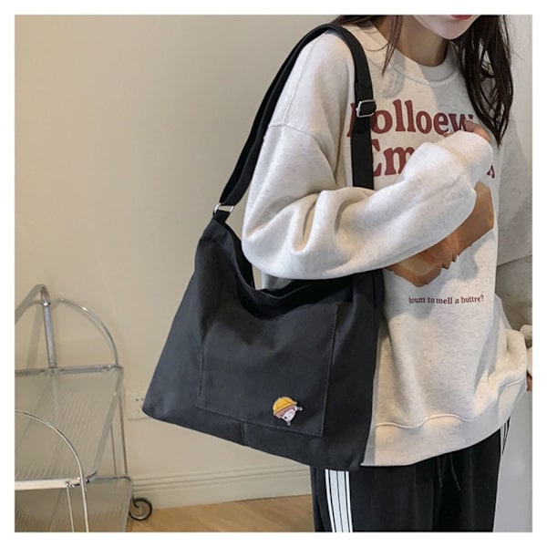 Lærredsstoftasker Casual Messenger Tasker SORT black