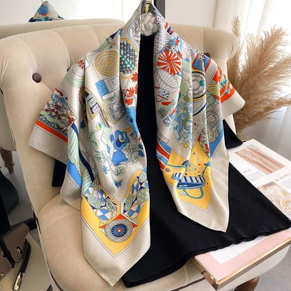 Strandsjal 90x90cm Sidenscarf 4 4 4