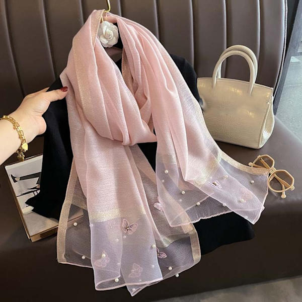 90x90cm Butterfly Brodered Scarf Siden Scarf 7 7 7