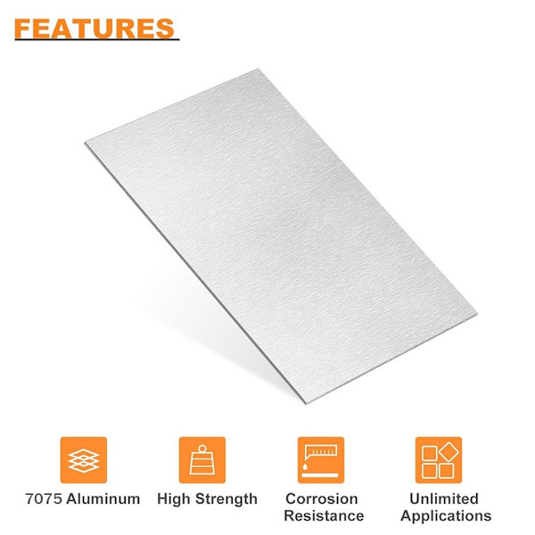 1 stk 7075 aluminiumsplade rektangel aluminiumsplade 300mmx200mmx2mm