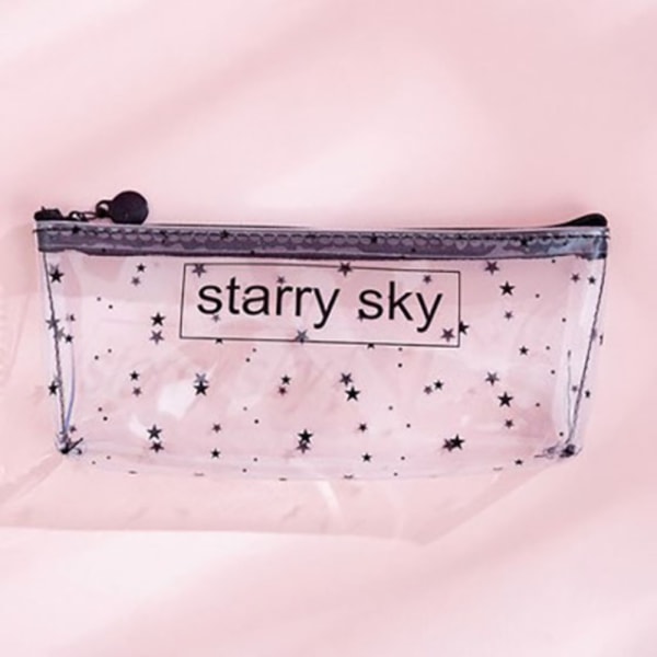 Kawaii Starry Sky Heart Case Söt genomskinlig pennask 03