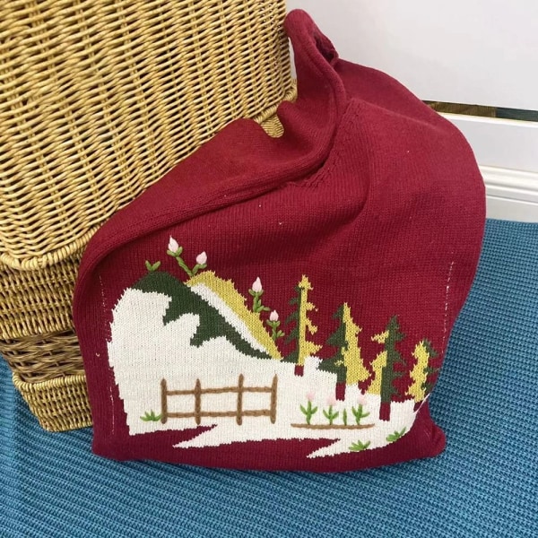 Strikkede skuldervesker Hekleveske RØD red