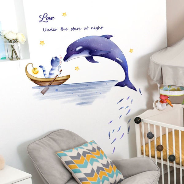 Dolphin Wall Stickers Dyr Wall Decals Peel and Stick