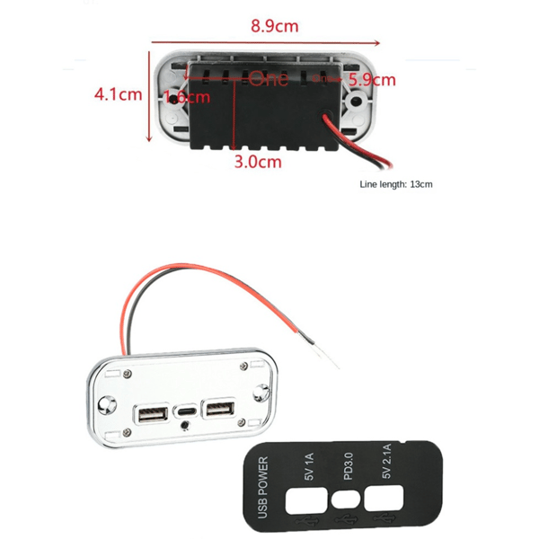 USB Biloplader Stik Strømadapter Udtag Biloplader Stik