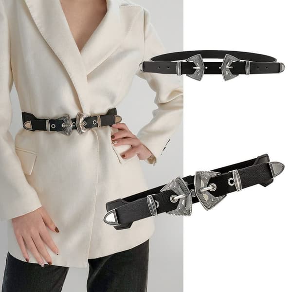 Skinnbelte Elastisk Belte Sølv Skinn Silver Leather-Leather