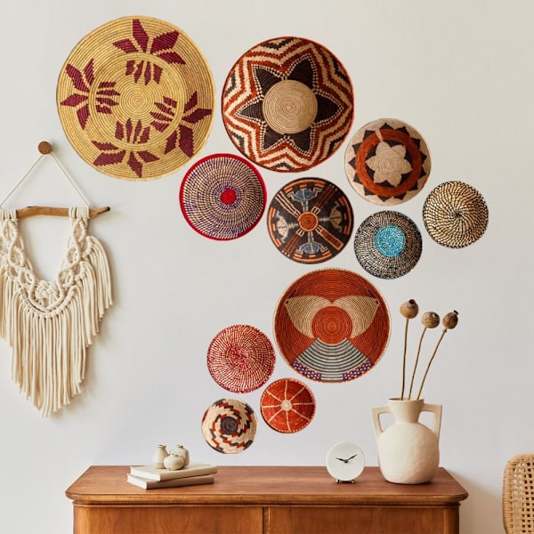 11 kpl Boho Basket Seinätarrat Pyöreät seinätarrat Moderni Boho