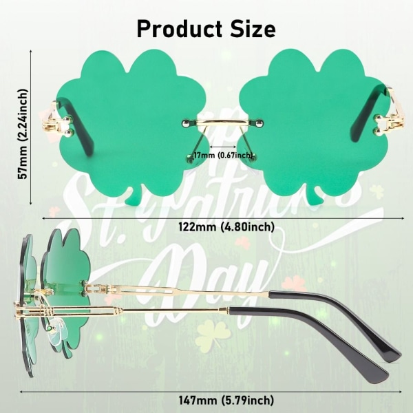 Irish Shamrock Solbriller St. Patrick's Day CLOVER 2 CLOVER 2 Clover 2