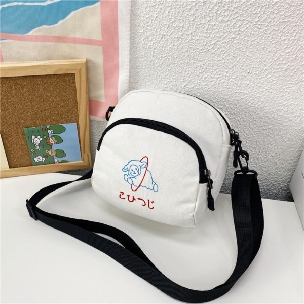 Canvas Messenger Bags Cartoons Axelväska VIT White