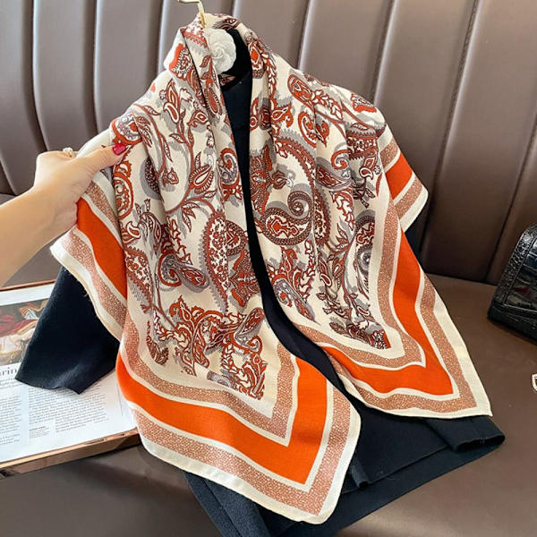 Strandsjal 90x90cm Sidenscarf 4 4 4