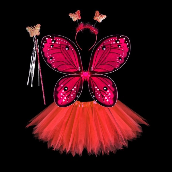 Barnekostyme rekvisitter Butterfly Wings sett RØD 4STK/SETT Red 4Pcs/set-4Pcs/set