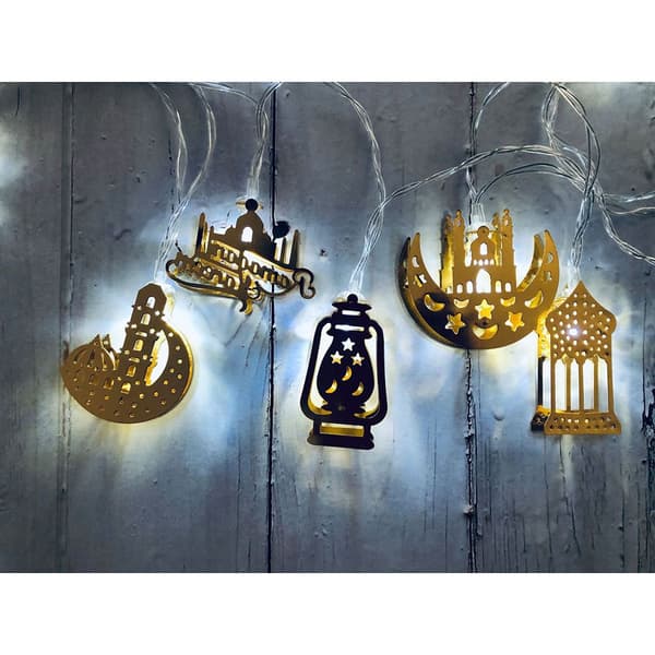 1.65m 10LED Eid Mubarak LED-lysstreng Ramadan-dekorasjon warm