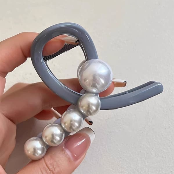 Perle Hårklemme Mode Elegante Hårspænder GRÅ Grey