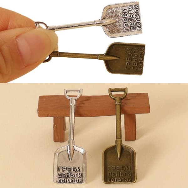 Dukkehus Spade Gård Legering Spade BRONSE Bronze