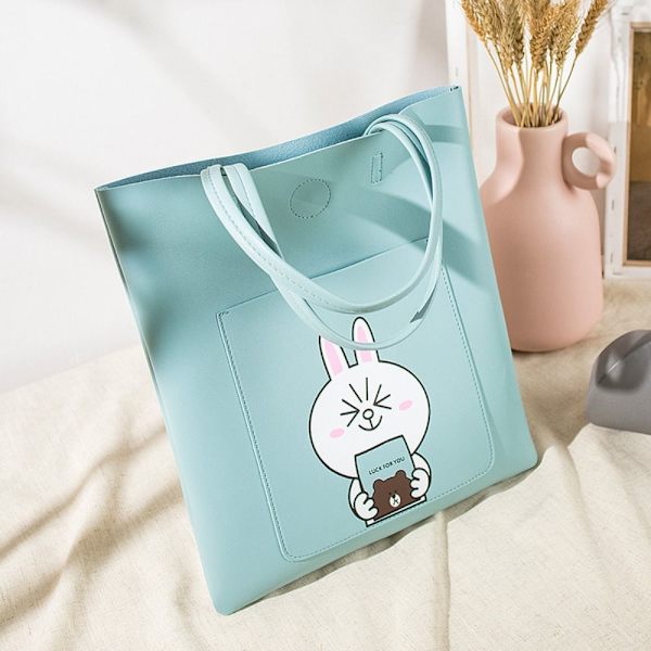 Tegnefilm Indkøbstaske Kvinder Håndtasker BLÅ KINKIN KANIN blue rabbit-rabbit