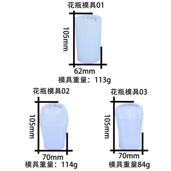 Vase Resin Forme Silikone Sæt Vase Resin Støbeforme Blomst